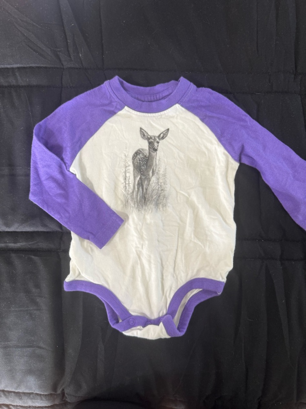 Bass Pro Shops Purple & White Deer Raglan Baby One-Piece